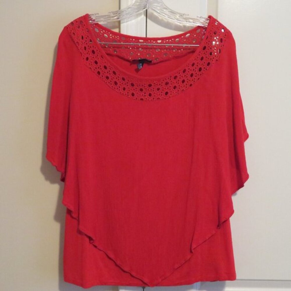 I.N. Studio Women's Red Flowy Sleeve Blouse Size 1X